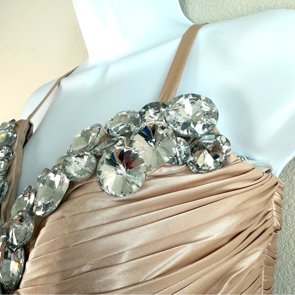 Sherri Hill 2912 Ballerina Jewel Mini Dress Womens 4 Nude Silver Glam Party Prom - Picture 4 of 15